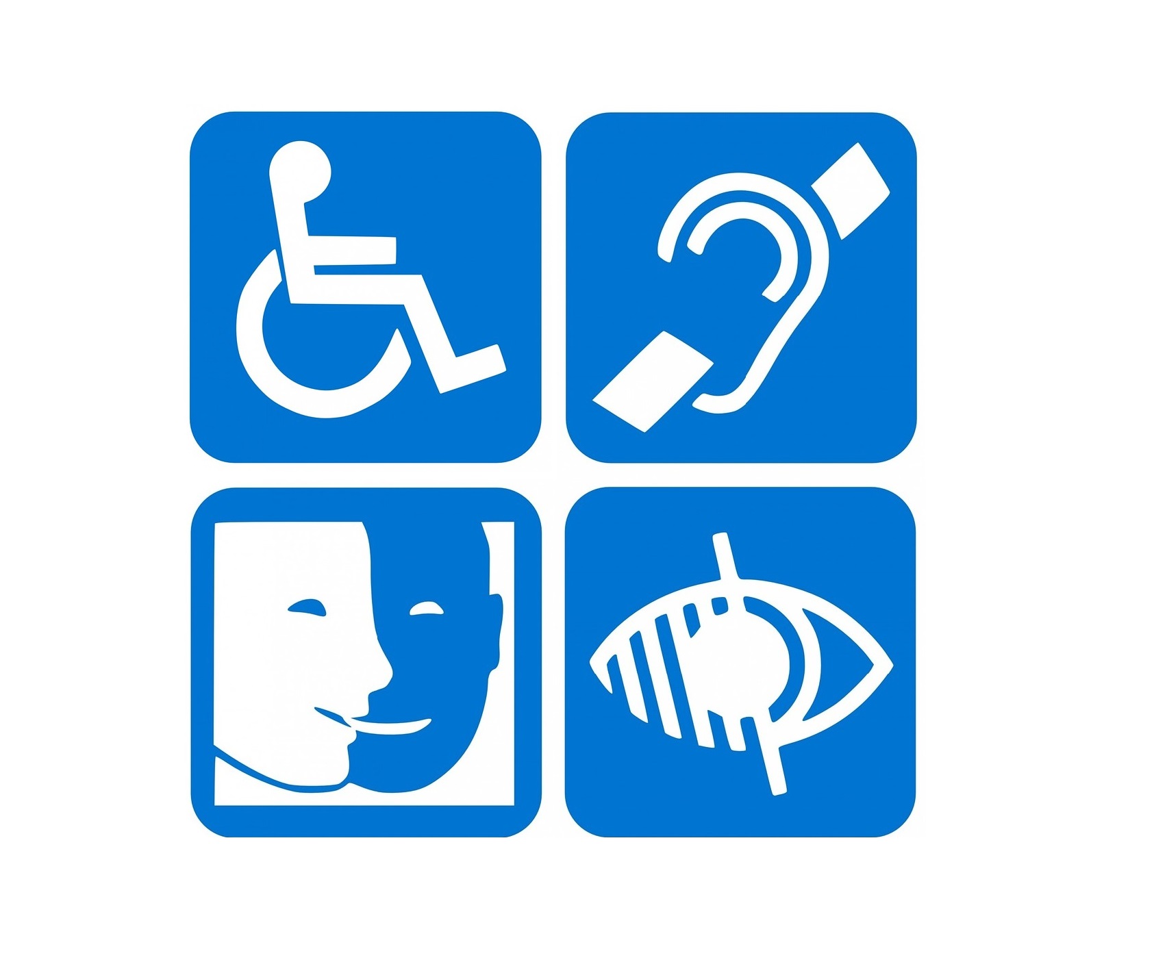 cuatro iconos de accesibilidad