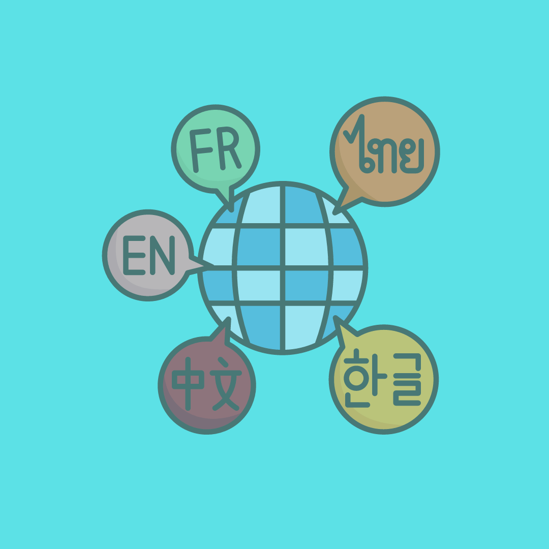 icono mundo y diferentes idiomas
